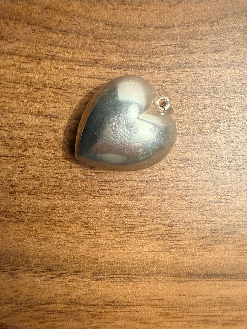 Sterling Silver Heart Puff Pendant Charm - Silver